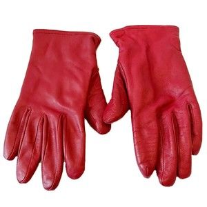Women's Red Leather Lined Gloves M Driving Classic Thinsulate Fall Winter Soft